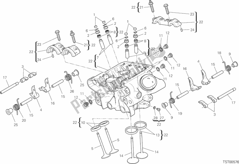 All parts for the Vertical Head of the Ducati Diavel Xdiavel S Brasil 1260 2018
